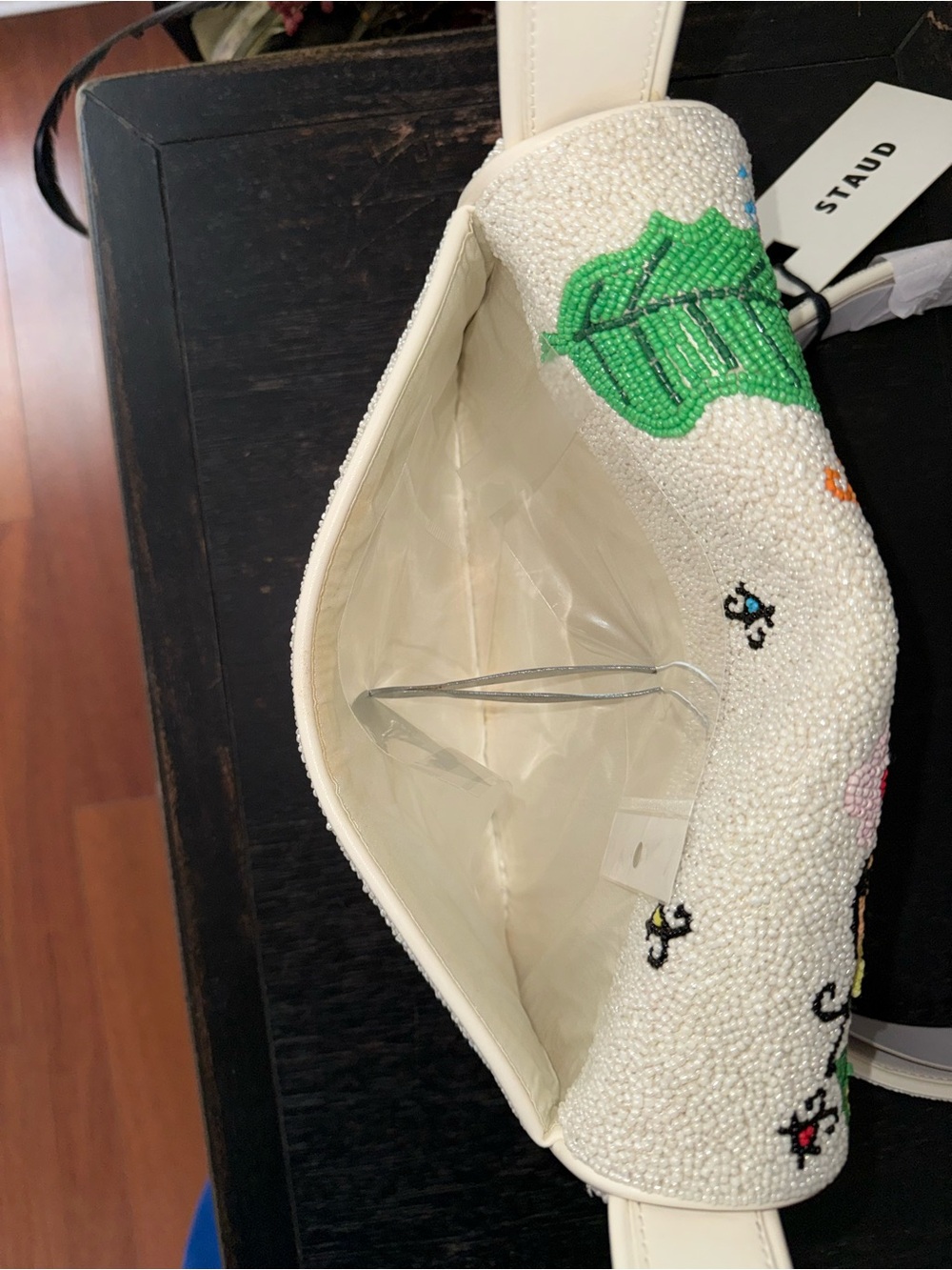 STAUD Tommy Bug Out Glass Beaded Shoulder Bag Purse - Picture 12 of 12